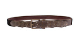 Dolce & Gabbana Brown Leather Logo Cintura Gürtel Belt